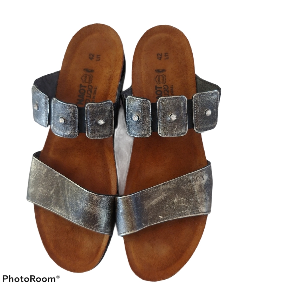 NAOT Marissa Metallic Leather Top Slide SZ 11